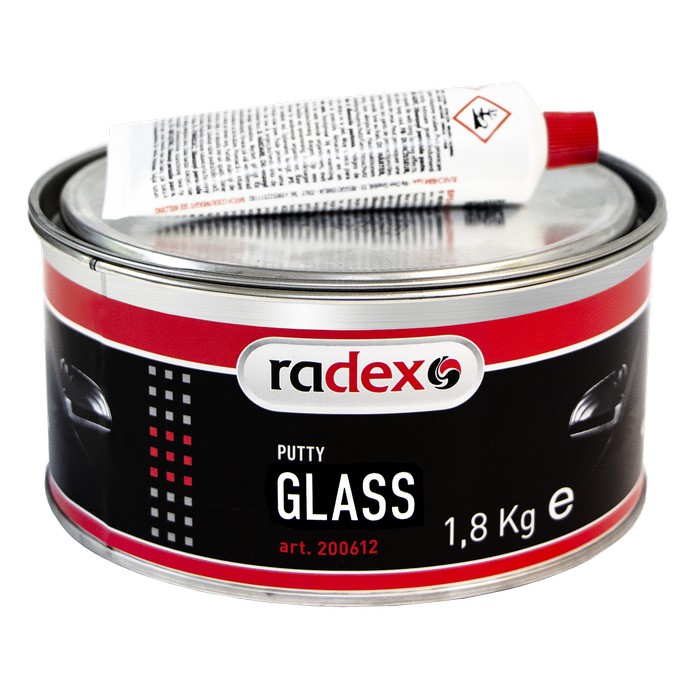 Radex GLASS Шпатлевка со стекловолокном с отвердителем, 1,8кг.