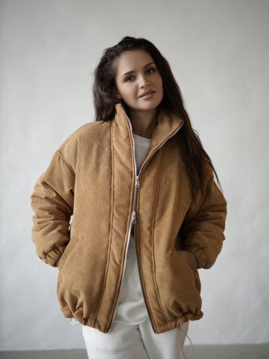 Бомбер вельветовый кэмел