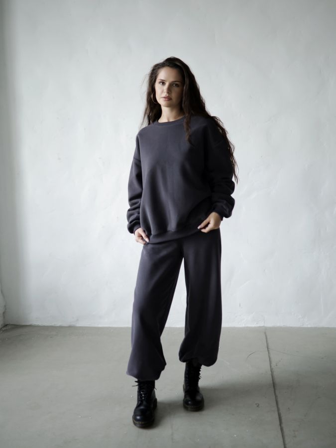 Свитшот с начесом графит