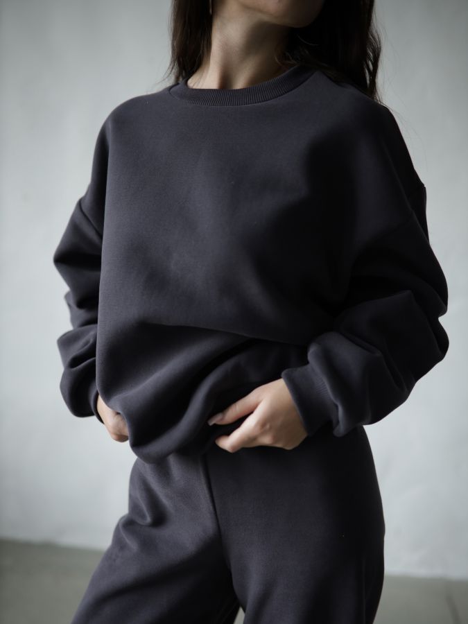 Свитшот с начесом графит