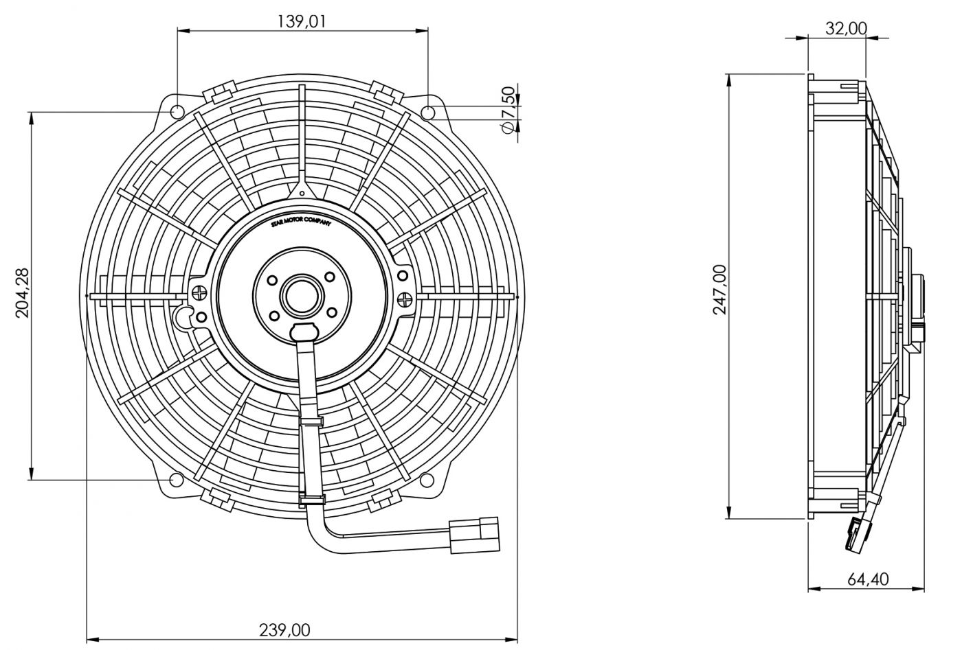 STR142 ОСЕВОЙ ВЕНТИЛЯТОР 9" ДЮЙМОВ 80 ВАТТ 24 ВОЛЬТ PULL / ВСАСЫВАЮЩИЙ