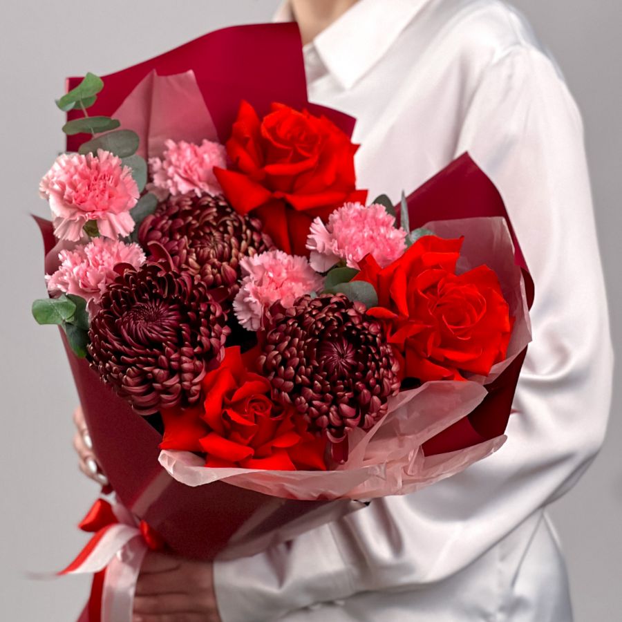 Дизайнерский букет "Бигуди бордо"