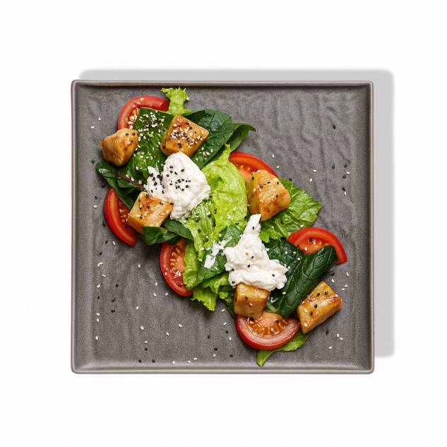 Салат с хрустящими баклажанами