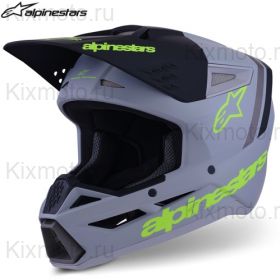 Шлем Alpinestars SM3 Radium, серый-жёлтый матовый
