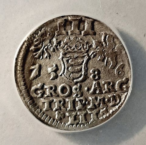 3 гроша 1586 Литва Польша UNC MS Баторий RARE Слаб ANACS