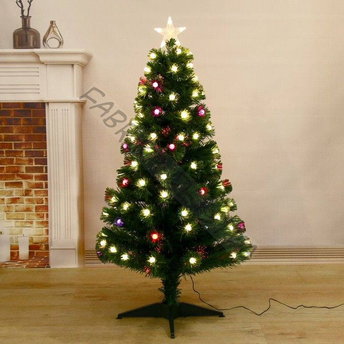 Ёлка светодиодная «Огонёк» 120 см, диаметр нижнего яруса 65 см, 124 ПВХ веток, мигание, свечение мульти