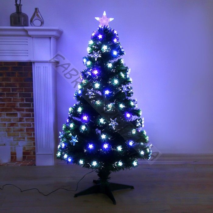 Ёлка светодиодная «Галактика» 120 см, диаметр нижнего яруса 60 см, 125 ПВХ веток, мигание, свечение белое/синие