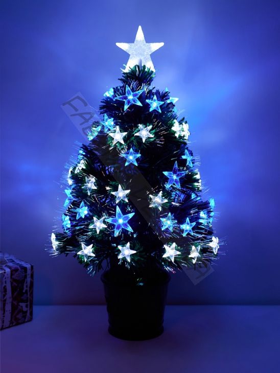 Ёлка светодиодная «Галактика» 60 см, диаметр нижнего яруса 38 см, 55 ПВХ веток, мигание, свечение белое/синие