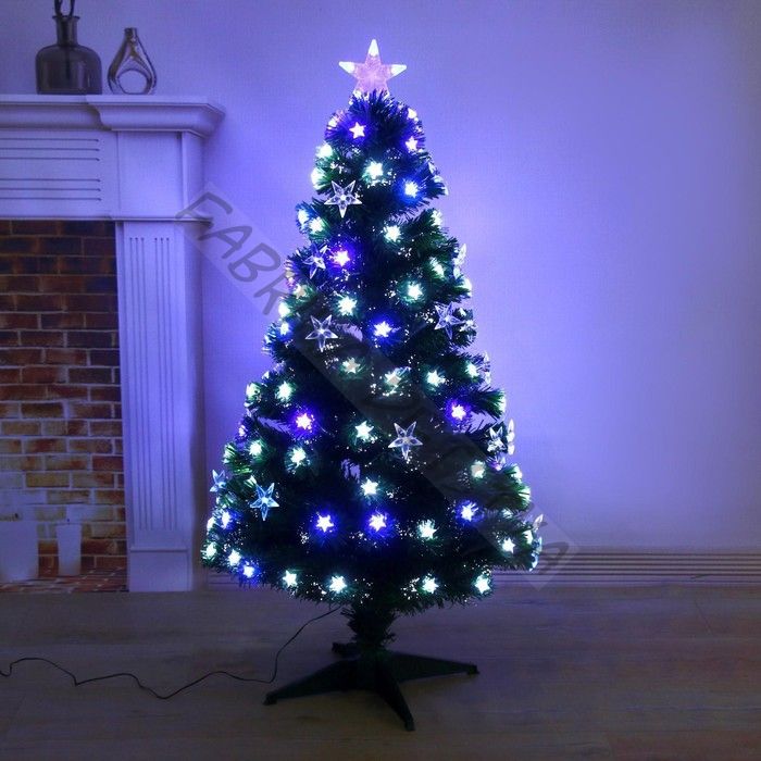 УЦЕНКА Ёлка светодиодная «Галактика» 120 см, диаметр нижнего яруса 60 см, 125 ПВХ веток, мигание, свечение белое/синие