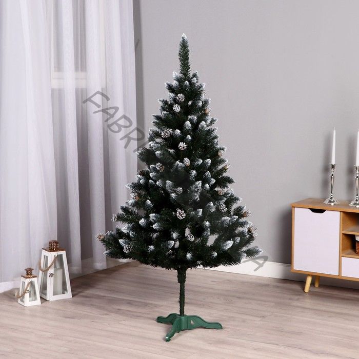 Искусственная ёлка с шишками и инеем «Рождественская сказка», 150 см, ПВХ ветки отгибаются