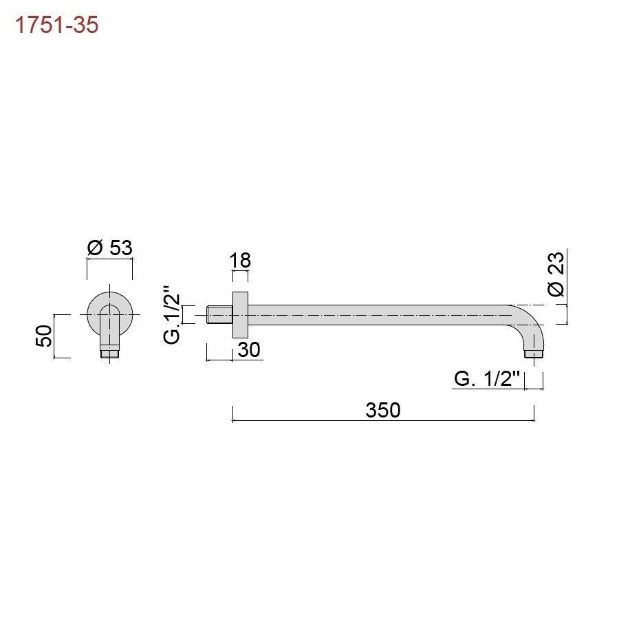 Держатель верхнего душа Giulini Futuro F1751-35 настенный, 35 см, латунь ФОТО