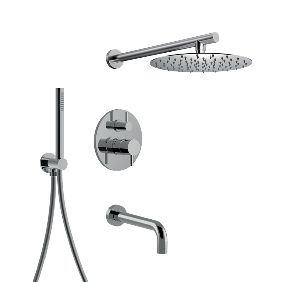 Изображение Душевая система Giulini My Future F5970OSP встраиваемый смеситель, верхний и ручной душ, излив, браш.золото