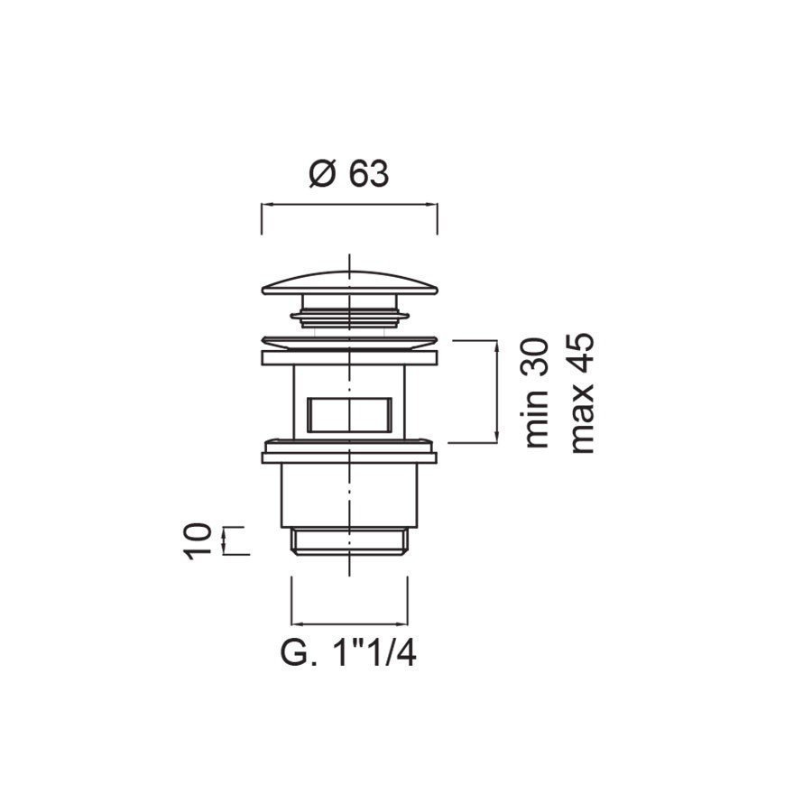 Донный клапан Giulini F5102L для раковины с переливом, нержавеющая сталь ФОТО