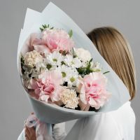 Букет с французской розой в нежно-розовых тонах