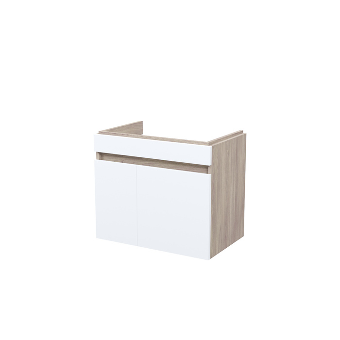 Тумба подвесная с дверцами, 60 см, белая/под дерево, Zodiac, IDDIS, ZOD6AD0i95