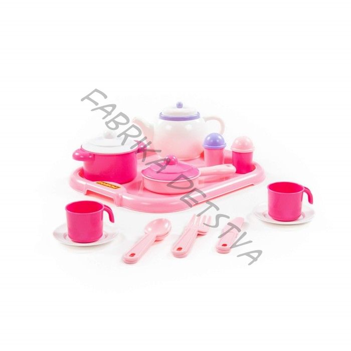 Набор детской посуды «Настенька», с подносом на 2 персоны, 19 предметов