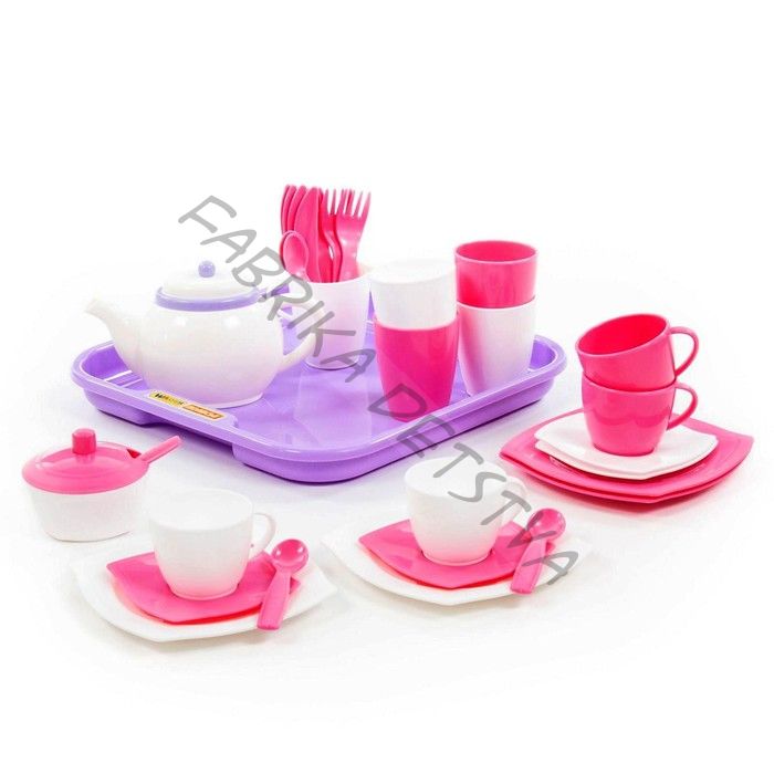Набор детской посуды «Алиса», с подносом на 4 персоны, 35 элементов