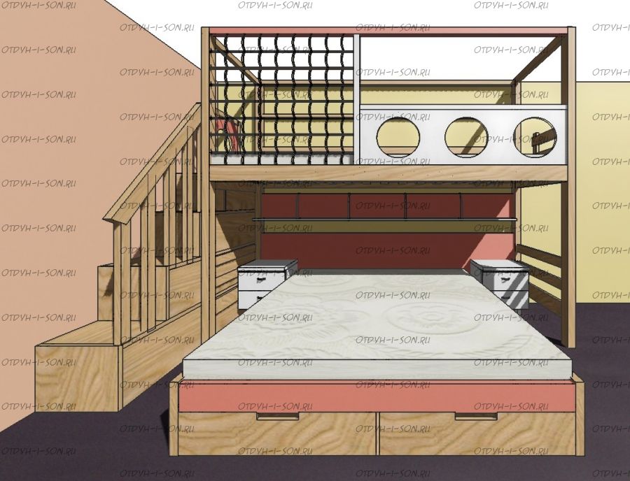 Кровать двухъярусная домик Fantasy Sky №18IR