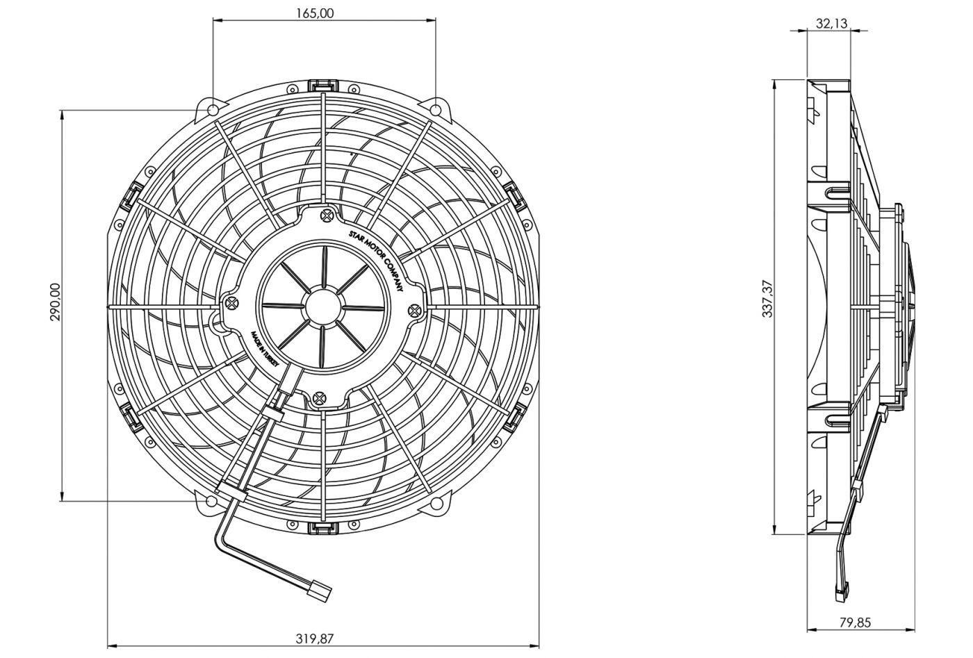 STR109 ОСЕВОЙ ВЕНТИЛЯТОР 12" ДЮЙМОВ 120 ВАТТ 12 ВОЛЬТ PULL / ВСАСЫВАЮЩИЙ