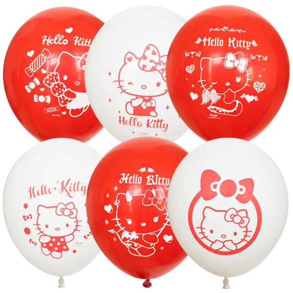 Китти красно-белый шар латексный с гелием