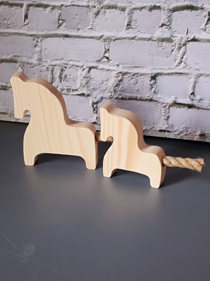 Заготовка для декупажа, Деревянные лошадки с хвостиками, 2 шт