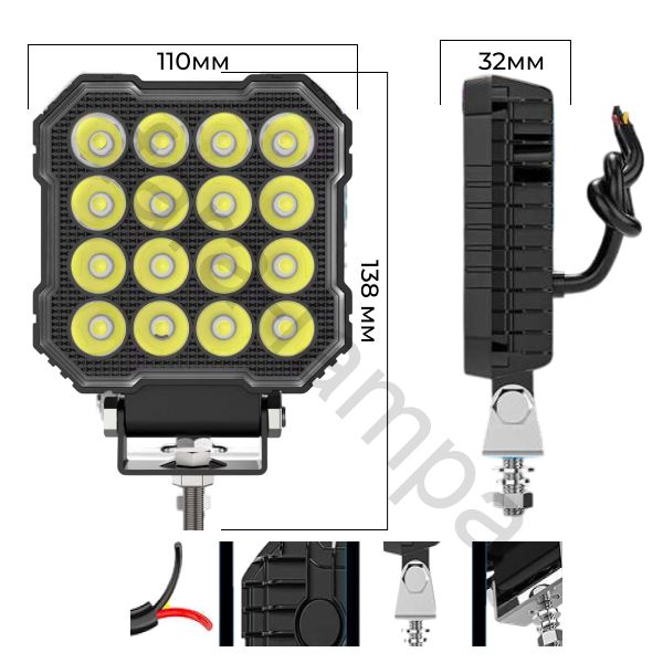 Фара светодиодная рабочего света для спецтехники 60 ватт