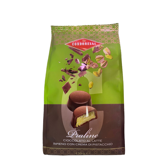 Пралине из молочного шоколада с фисташковым кремом, Condorelli, 130 г, Praline di cioccolato al latte con crema di pistacchio 130 g