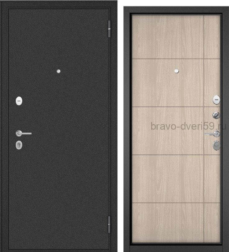Дверь входная HOME ECO MP Антрацит букле Ясень ривьера айс 6Е-136
