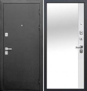 Входная дверь 9 см Серебро с зеркалом | Эмалит Белый