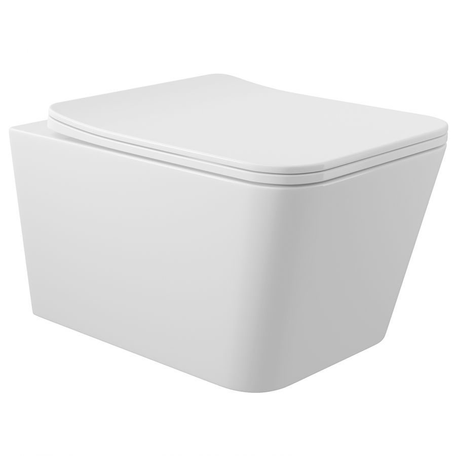 Aqueduto MACIO Унитаз подвесной 520*370 безободковый, сиденье с микролифтом, белый глянцевый