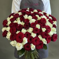 101 роза белые и красные