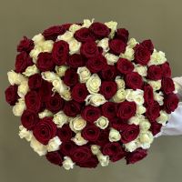 101 роза белые и красные