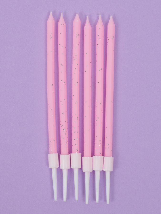 Свечи для торта «Розовая вечеринка», 6 шт., розовые