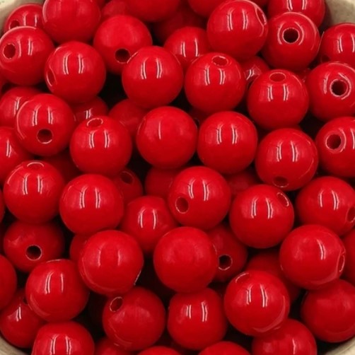 Бусины акриловые Круглые Глянцевые НЕПРОЗРАЧНЫЕ красные  Разные диаметры (SBT-R)