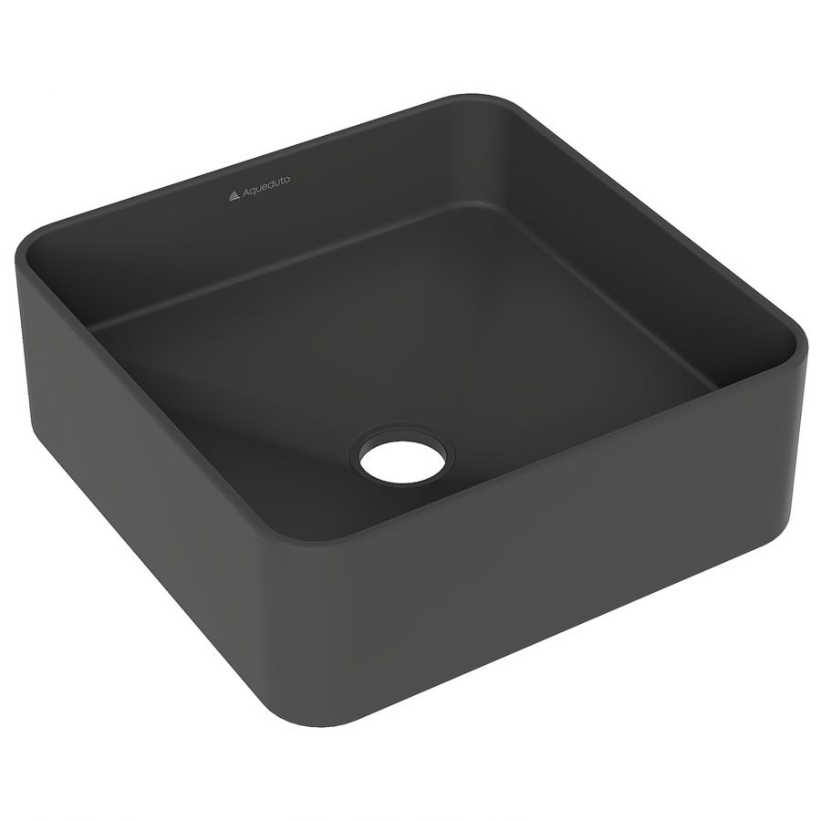 Aqueduto ESPIRAL Раковина накладная квадратная 370*370, черный матовый