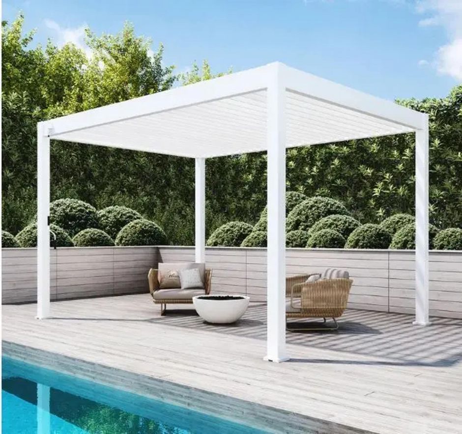 Пергола Aquaviva Модерн отдельностоящая (ручное управление ламелями) 4X3м RAL 9016 (Белая)