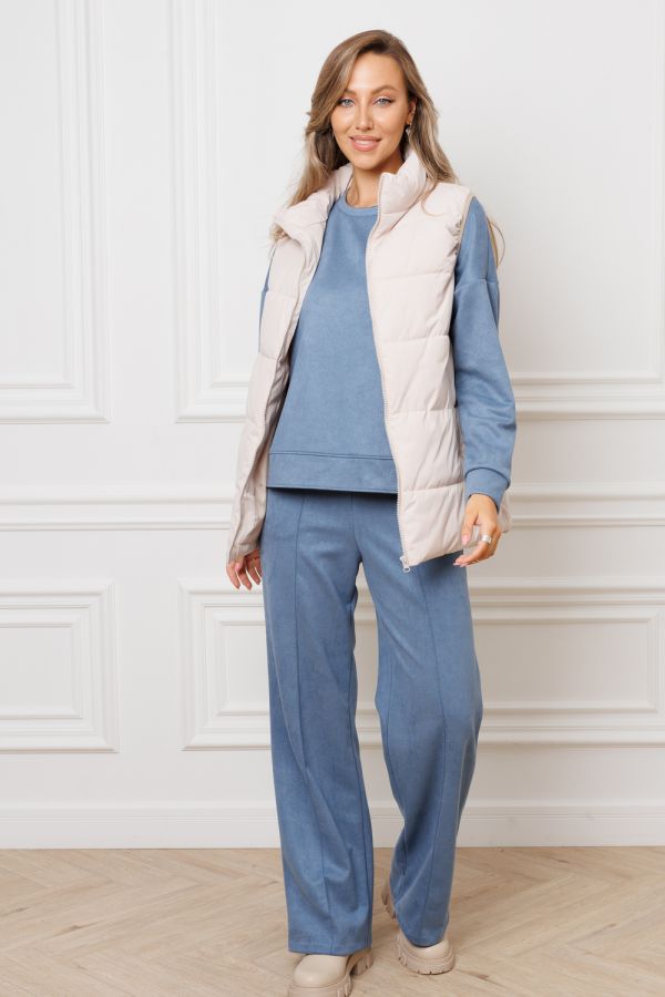 Костюм замшевый брючный 43043 [синий]