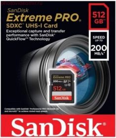 Карта памяти 512GB SanDisk Extreme Pro SDXC UHS-I V30 [SDSDXXD-512G-GN4IN]