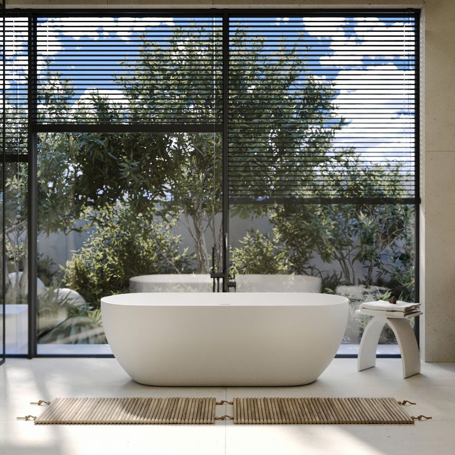 Ванна из искусственного камня ABBER Stein AS9613-1.6 белая матовая