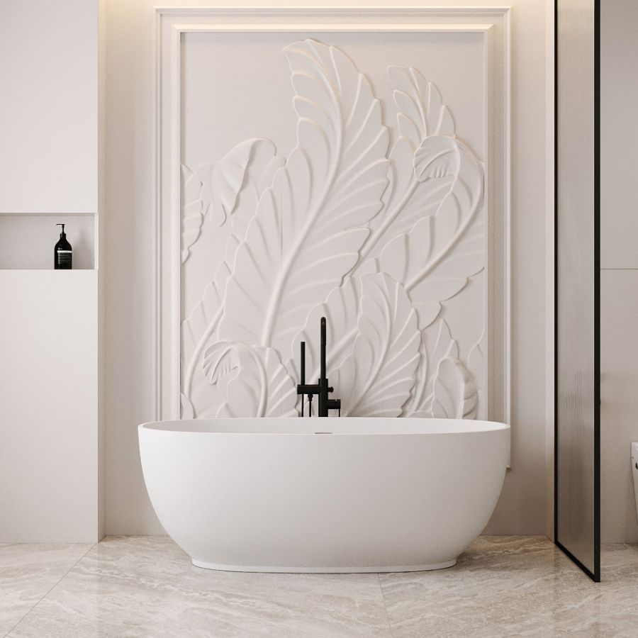 Ванна из искусственного камня ABBER Stein AS9641-1.5 белая матовая