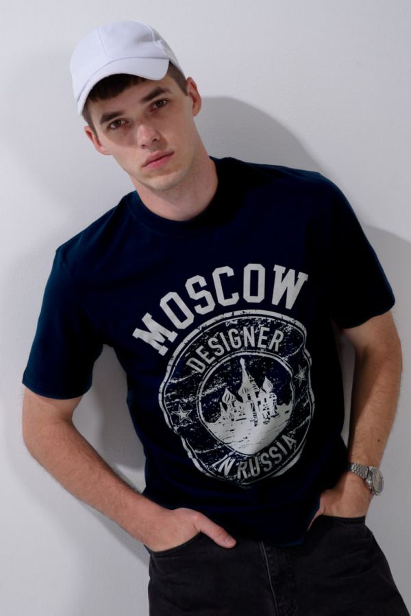 Футболка мужская 8503/1 [темно-синий+Москва]