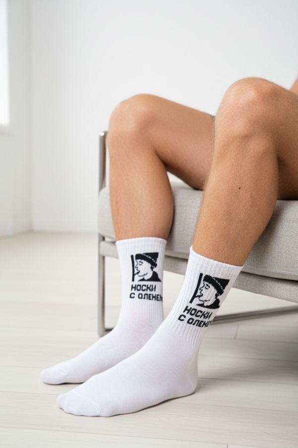 Носки мужские Носки с оленем набор 2 пары [черный+белый]