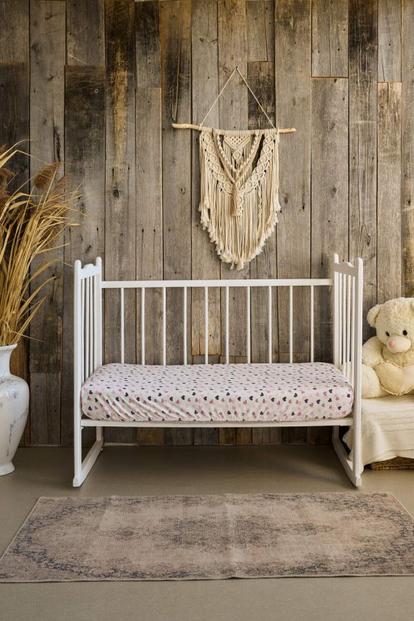 Простынь на резинке детская 120*60 для новорожденных [сердечки]