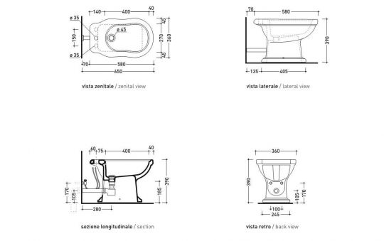 Биде напольное Flaminia Efi 6005 схема 6