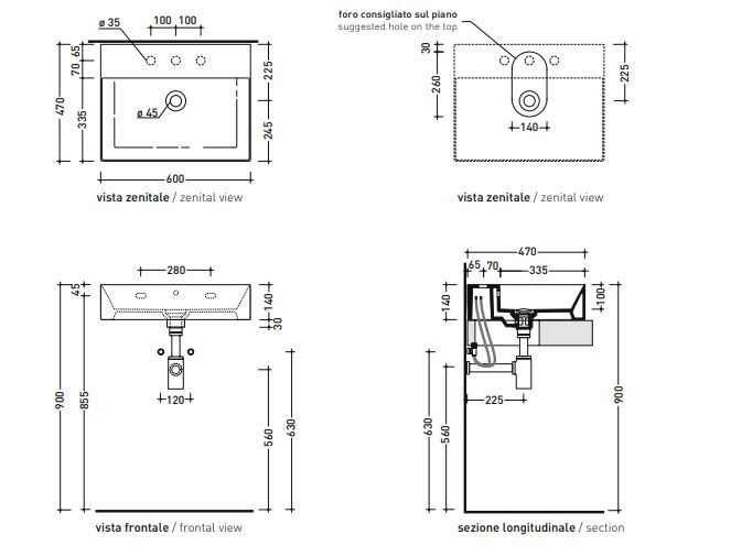 Подвесная раковина Flaminia AppLight 60 AP6047 60х47х14 см ФОТО