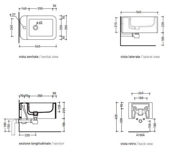 Биде подвесное Flaminia Nile NL218 схема 9