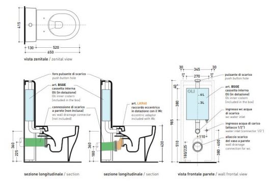 Напольный компакт унитаз Flaminia App Back To Wall WC AP117G+TR38 схема 2