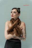 Шарф - повязка  на голову, а-ля винтаж, золото норка