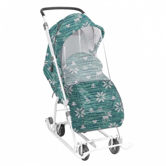 Санки коляска Наши детки 3-1 Вязаный зеленый