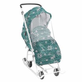 Санки коляска Наши детки 3-1 Вязаный зеленый